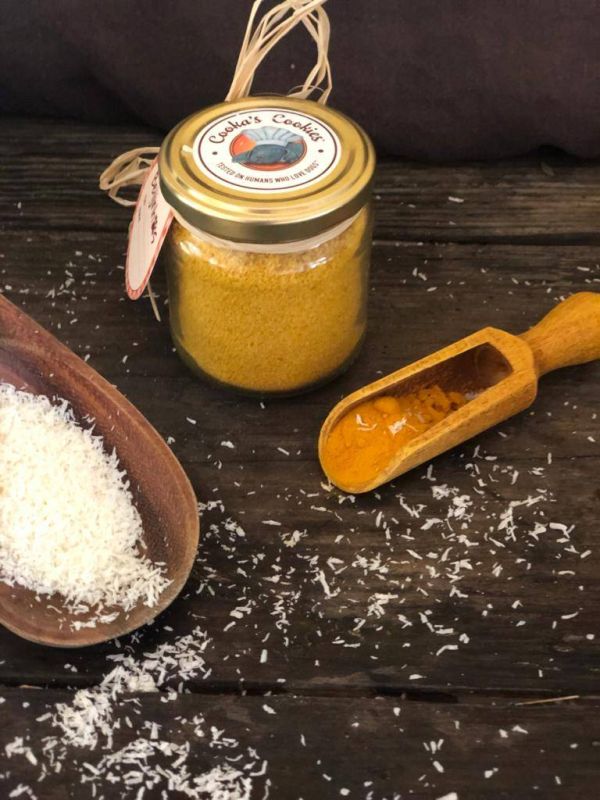 Гіпоалергенний натуральний топпер (вітамінна та смакова добавка) для собак Cooka`s Cookies Куркума з кокосом та перцем 65 г