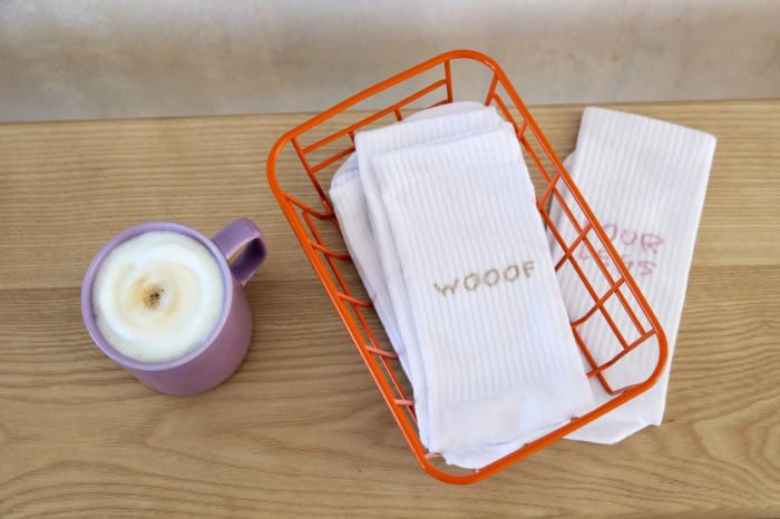 Шкарпетки для власників собак Palopa Tennis Socks Lettering Бежевий/Рожевий 2 пари 40-45