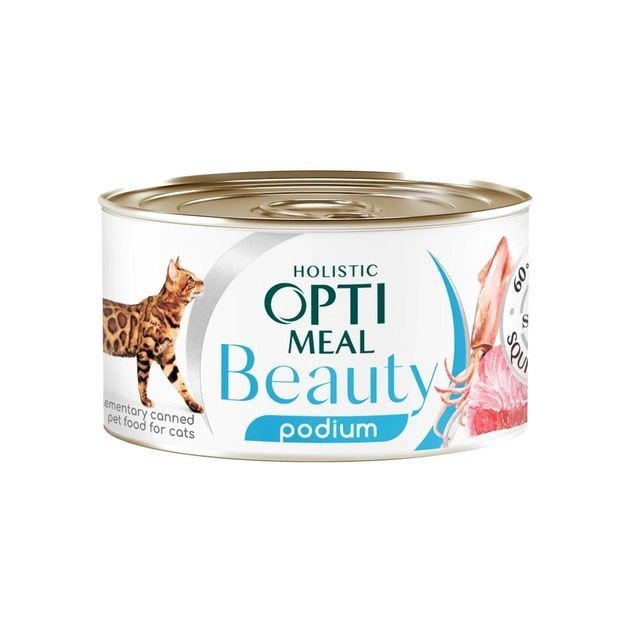 Optimeal Beauty Harmony Вологий корм для котів з тунцем у соусі з кільцями кальмарів 70г 
