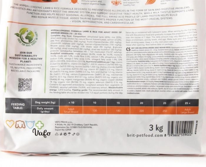 Brit Care Dog Hypoallergenic Adult Medium Breed Сухий корм для собак середніх порід гіпоалергенний з ягнятком 12 кг