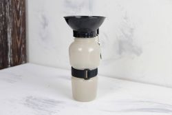 Дорожня поїлка Pet Bottle 500 мл, з тарілкою сіра 