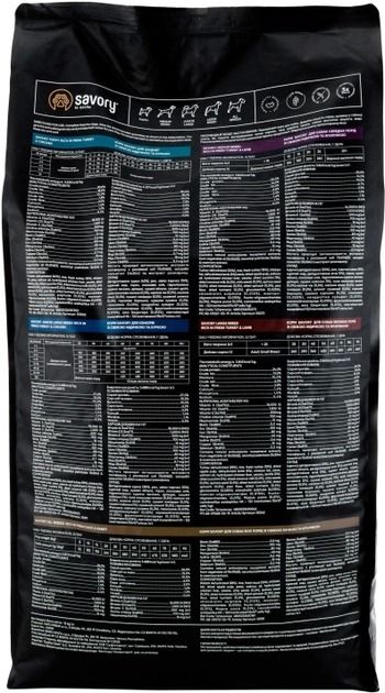Savory Medium Breed з мясом індички та ягнятиною сухий корм для собак середніх порід 12 кг  