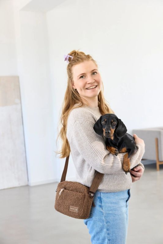 Квадратна сумка для ласощів та аксесуарів собак Palopa Noka Teddy-Fleece Коричневий