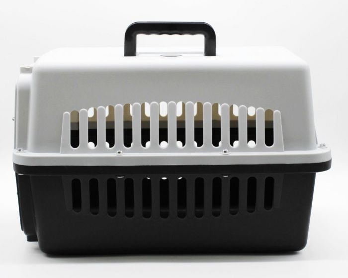 Переноска IATA з металевими дверима сіро-чорна до 20 кг (55x36x35 см)