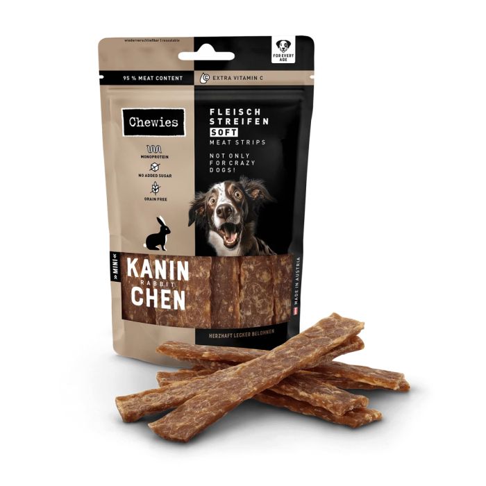 М'ясні натуральні ласощі для собак 100% Кролик Chewies Fleischstreifen Soft Ente для всіх вікових груп 150 г