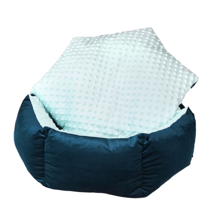 Лежак для тварин Шайба велюр і замша 2 605022 см морська хвиля