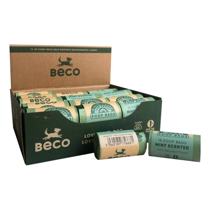 Одноразові пакетики для прибирання за собаками Beco Pets з ароматом м'яти 1 шт