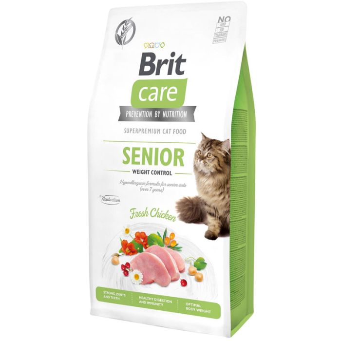 Brit Care Cat GF Senior Weight Control корм для кішок 2 кг + ласощі Brit Care Cat 