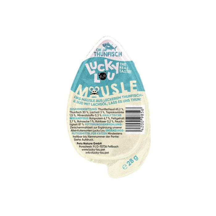 Ласощі для котів Lucky Lou Mäusle у вигляді мишки Тунець 28 г