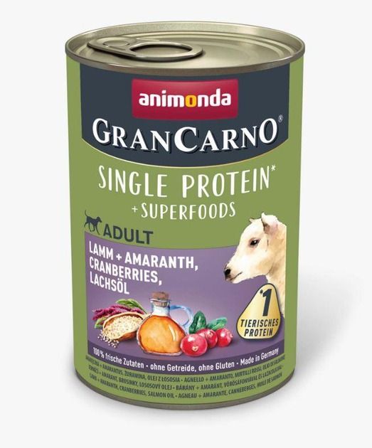 Animonda GranCarno без сої вологий корм для собак зі шматочками ягнятини 400 г 