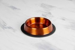 Миска для собак кольорова метал на гумці d12см220мл