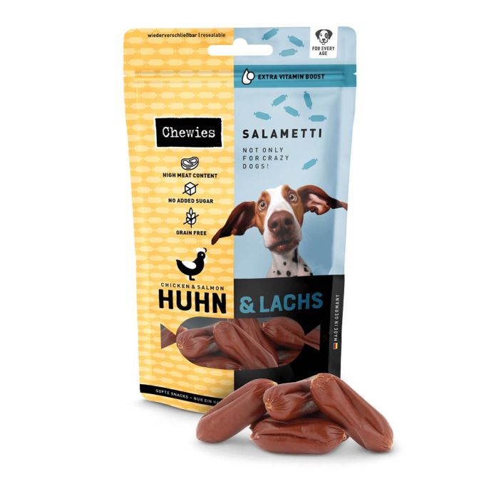 Натуральні сушені ковбаски для собак Chewies Salametti Курка та лосось для будь-якого віку 60 г