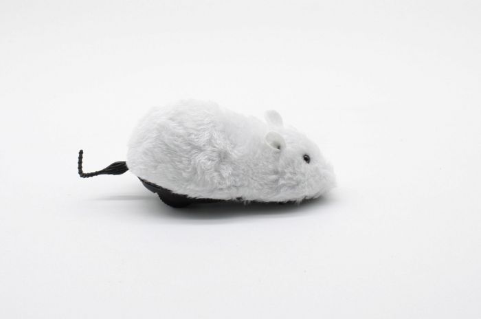 Миша на колесах заводна Біла 1566 см. Коричнева