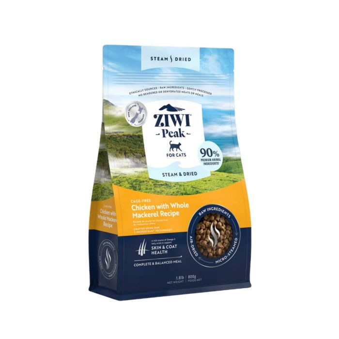 Повнораціонний сухий корм для котів Ziwi Peak Steam Dried Курка зі скумбрією 800 г