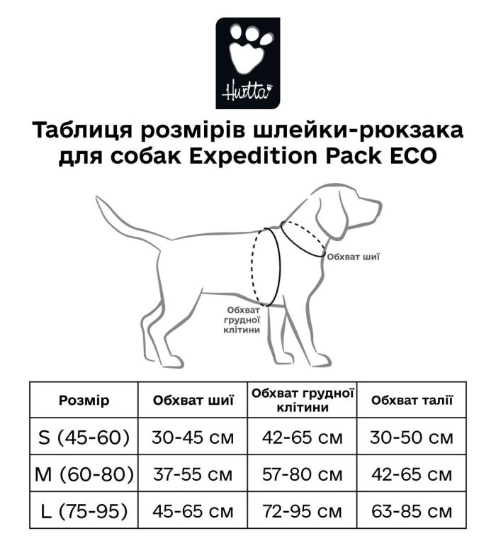 Шлейка-рюкзак для собак Hurtta Expedition Pack ECO Сірий 45-65
