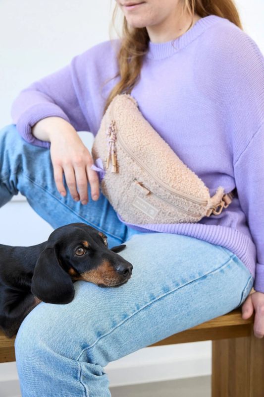 Поясна сумка-бананка для ласощів та аксесуарів собак Palopa Emma Teddy-Fleece Бежевий