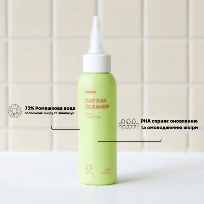 Веганська рідина для очищення вушок котів Inoom Cat Ear Cleaner 100 мл