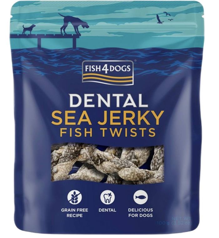 Натуральні ласощі для собак з 100% Шкіри Білої Риби Fish4Dogs Sea Jerky Рибні косички 100 г