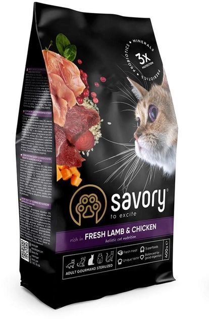 Savory Adult Cat Сухий корм для кастрованих котів зі свіжим мясом ягняти і куркою 2 кг