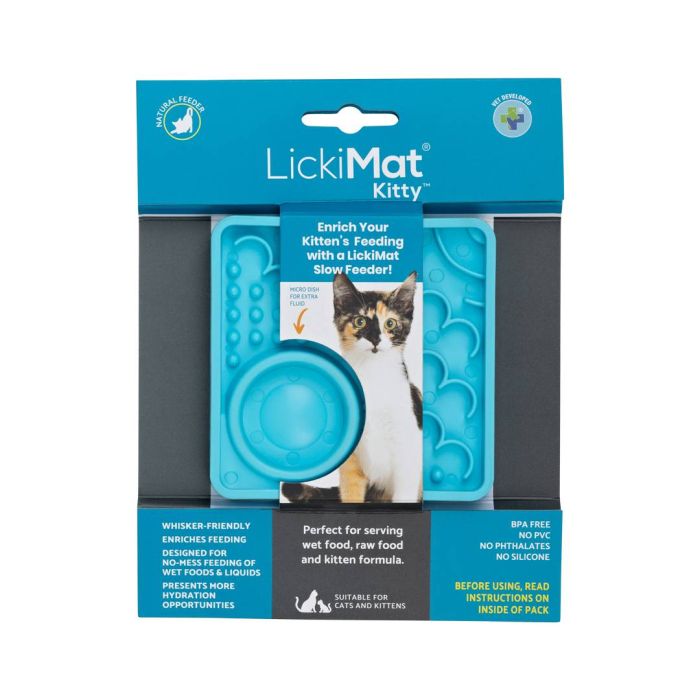 Лизальний килимок антистрес для кошенят LickiMat Kitty Turquoise