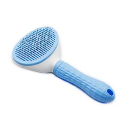 Пуходерка з кнопкою овал Сlean блакитна, 12 см 