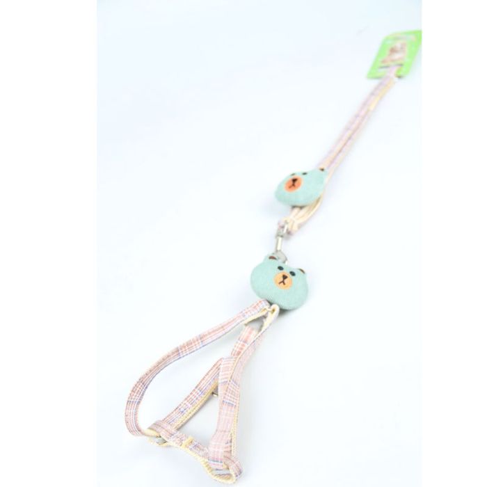 Комплект Собачки, шлея з повідцем для цуценят і дрібних собак сіро-бежева Обєм грудей 29-43 см