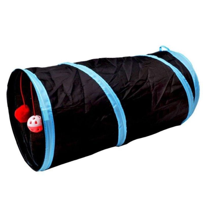 Тунель для котів 25х50 см чорно-блакитний 