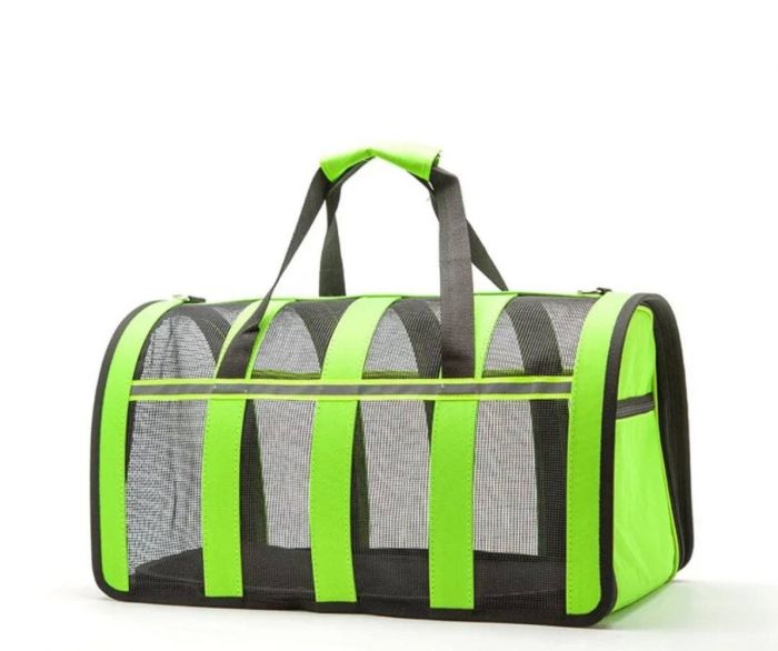 Сумка-переноска для тварин з сіткою 34х22х20 см S Салатова