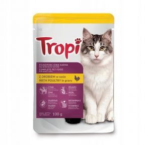 Консерва Tropi Для котів шматочки в соусі Птиця. 100 г.