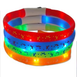 Нашийник Собачка м 55 см силіконовий широкий миготливий CTY-014-1 Синій