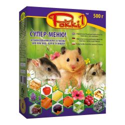 Корм Роккі-1 Супер-меню для хомяків, мишей і щурів 500 гр, Лорі 