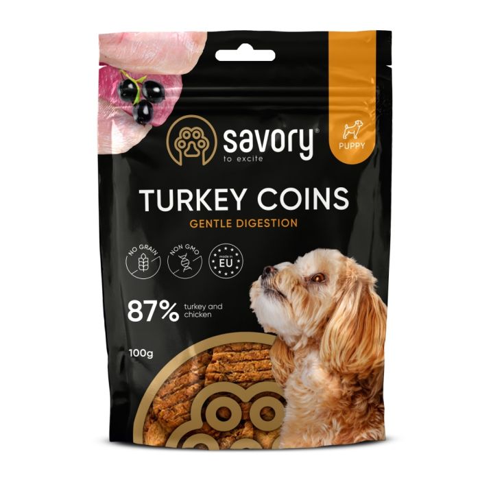 Джерки Savory Puppy Coins With Turkey, монетки для щенят з індичкою 100 гр. 