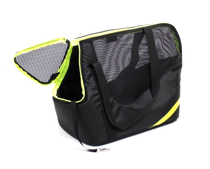 Сумка Крос чорна (салатова смуга) 35х31х23 см