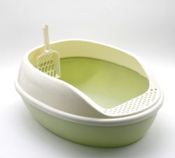 Туалет для котів овальний матовий з лопаткою Оливковий 534020 см. 