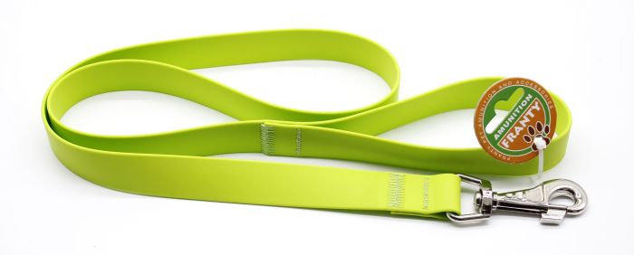 Повідець Franty Сяйво біотан Чорний 25 мм  1,2 м. Салатовий