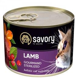 Savory Cat Can Adult Sterilised Вологий корм для дорослих стерилізованих кішок з ягнятком 200 г