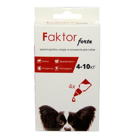 Faktor forte-краплі для собак від бліх, кліщів, гельмінтів 1мл 4-10кг
