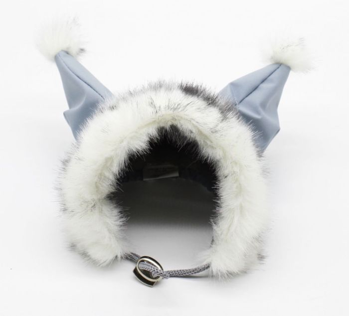 Шапка з вухами плащівка блакитна S1-M