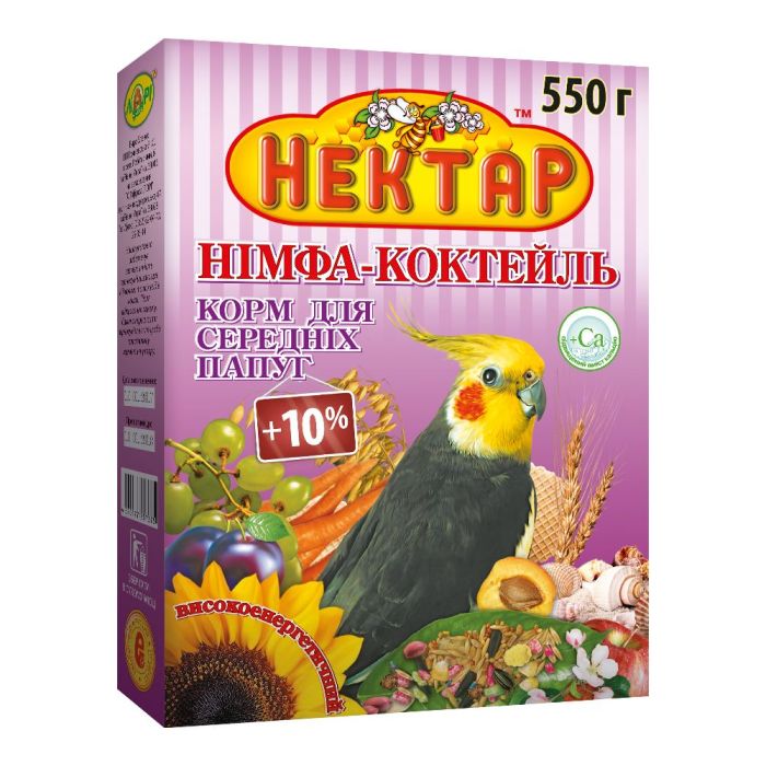Корм нектар Німфа-Коктейль для середніх папуг 500г, Лорі Нектар Німфа-Коктейль 500г