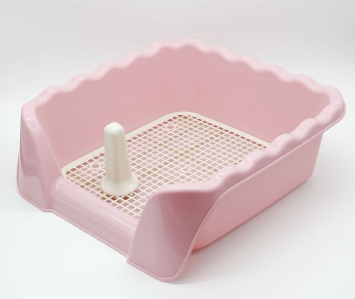 Туалет під пелюшку для собак з глибоким бортом, решітка зі стовпчиком 53х45х16, 5 см L Блакитний