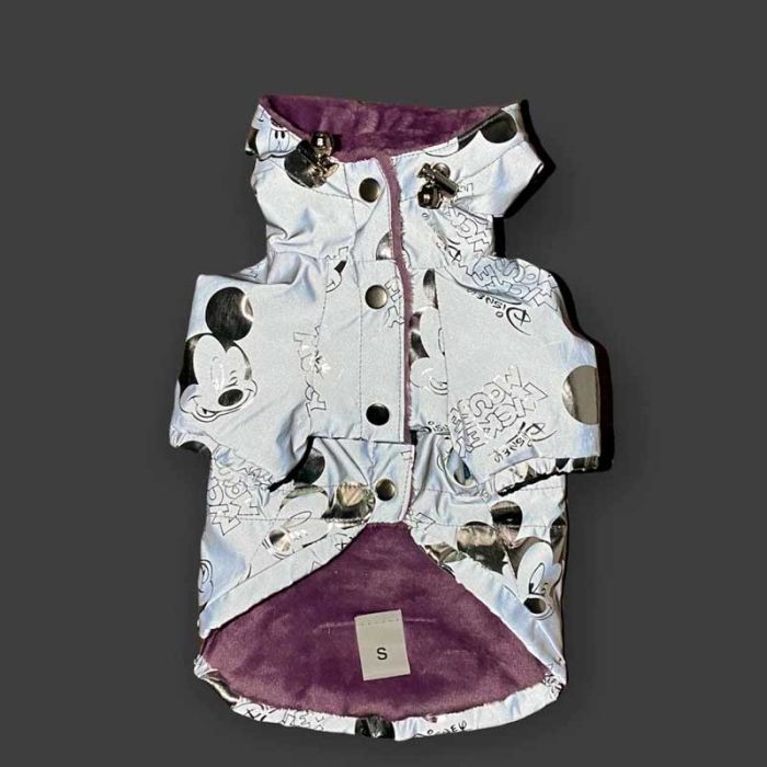 Дісней світловідбиваюча куртка для собак Dog Love сіра підклад фіолетовий L1