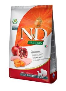 Farmina ND Pumpkin Grain Free Dog Adult Medium  Maxi Chicken  Pomegranate Фарміна беззерновий сухий корм з куркою, гарбузом та гранатом для дорослих собак середніх та великих порід 2.5 кг. 