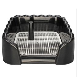 Туалет під пелюшку для собак з глибоким бортом, решітка зі стовпчиком 53х45х16, 5 см L Чорний