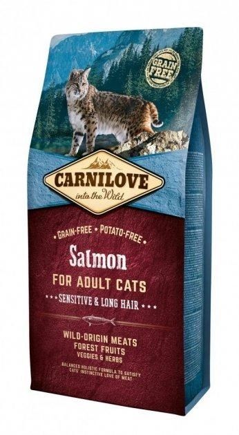 CarniLove Salmon Sensitive Long Hair з лососем сухий корм для кішок з чутливим травленням 2 кг