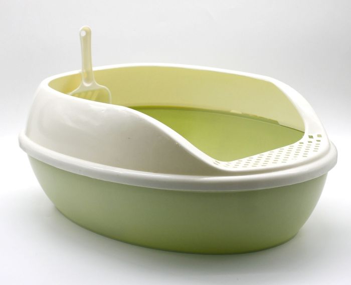 Туалет для котів овальний матовий з лопаткою Оливковий 534020 см. 