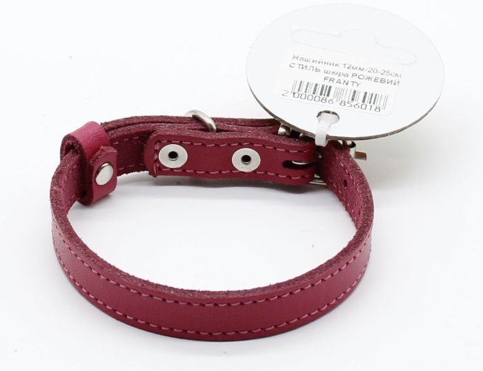 Нашийник Franty Style шкіра, 12 мм х 20-25 см блакитний