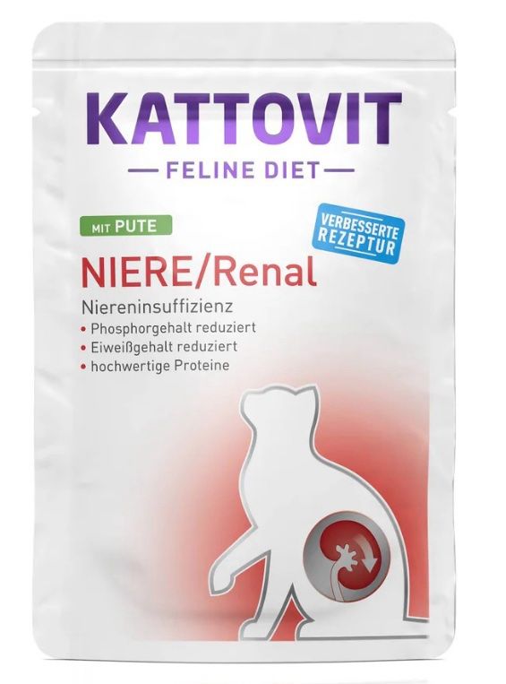 Вологий корм Kattovit Renal Turkey Chunks in Sauce для котів, з індичкою шматочками в соусі, 85 г