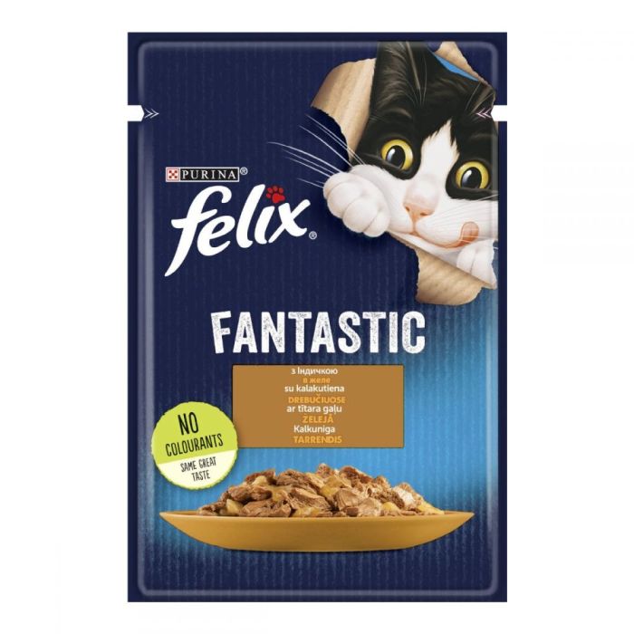 АКЦІЯ Felix Fantastic вологий корм з індичкою для котів 85 гр 