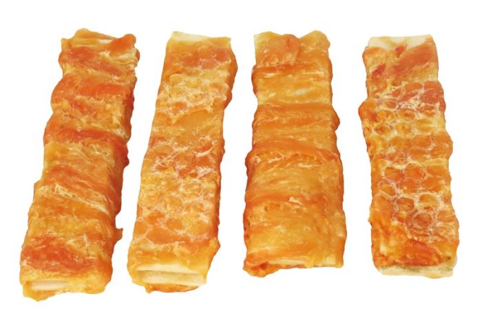 Скибочки з пресованої шкіри з куркою для собак 500г 