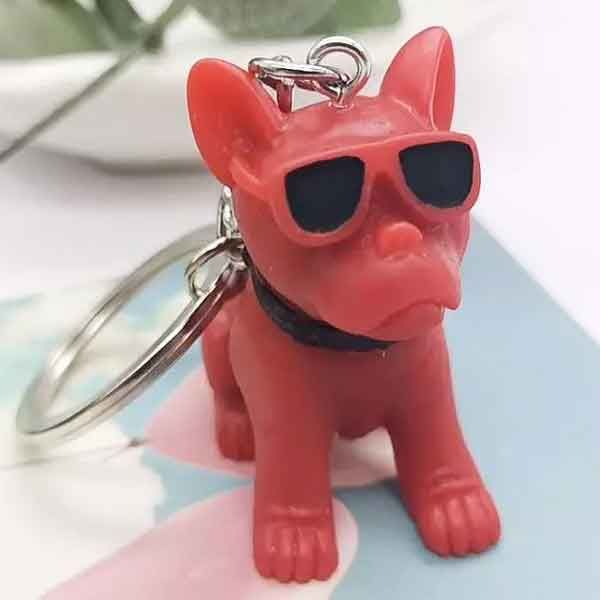 Брелок Бульдог в окулярах Червоний